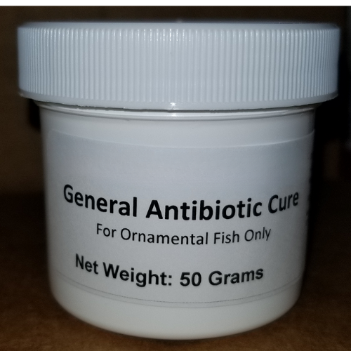 General Antibiotic Cure featuring a no-filler blend of erythromycin and doxycycline for treating bacterial infections in aquarium fish